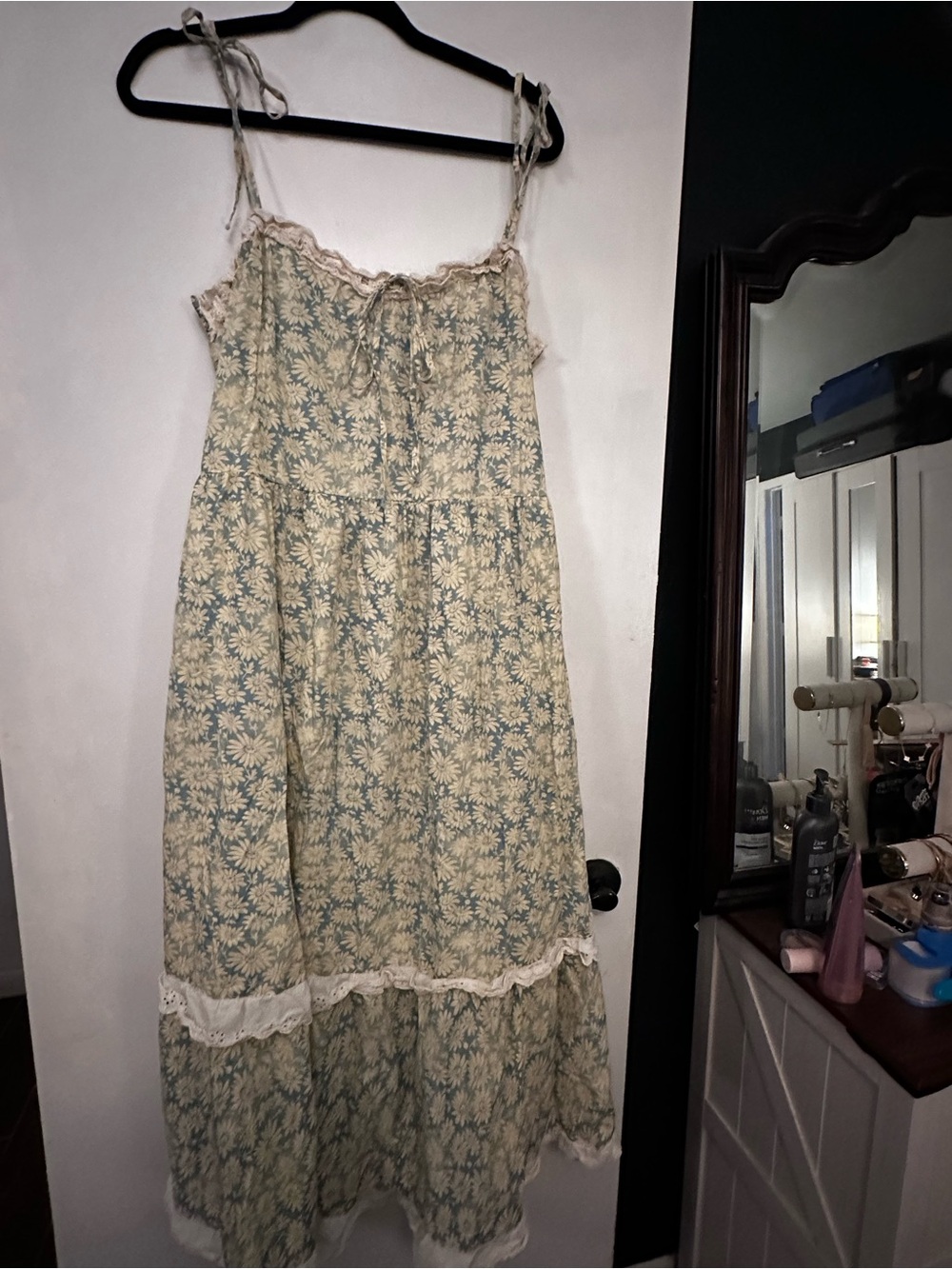 Christy Dawn Cream and Light Blue Sky Chamomoile Emma Floral Maxi Dress Size 1X